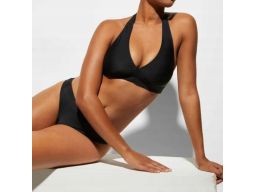 B.P.C bikini trójkątne miseczki wiązane na szyi czarne z figami 40.