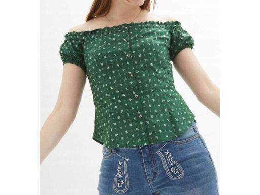 B.P.C zielona bluzka carmen z nadrukiem r.42