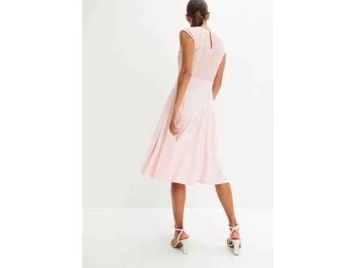 B.P.C Sukienka rozkloszowana różowa z koronową wstawką ^44/46