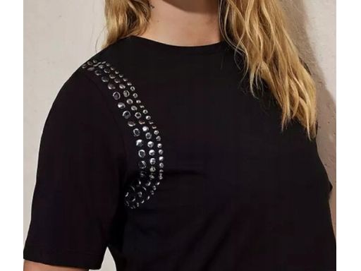 B.P.C krótki t-shirt czarny z czystej bawełny ze sztrasami ^40/42