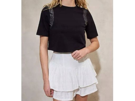 B.P.C krótki t-shirt czarny z czystej bawełny ze sztrasami ^40/42