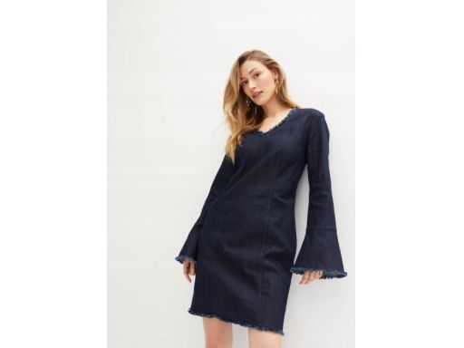 B.P.C jeansowa sukienka prosta postrzępiona ciemna r.42
