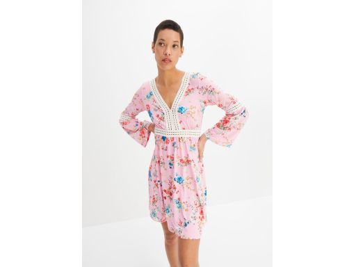 B.P.C letnia sukienka różowa z ażurową koronką ^36/38