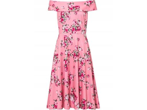 B.P.C midi sukienka carmen w kwiaty różowa 36/38.