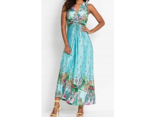 B.P.C długa sukienka kolorowa we wzory z ozdobnym splotem ^40/42