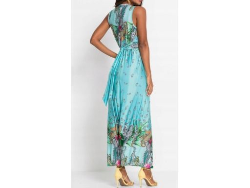B.P.C długa sukienka kolorowa we wzory z ozdobnym splotem ^40/42
