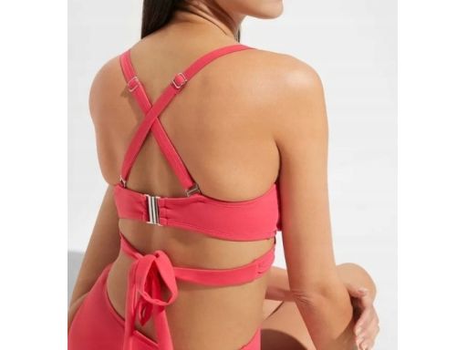 B.P.C bikini bustier wiązane różowe z figami 40.