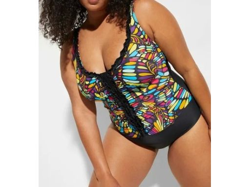 B.P.C kostium kąpielowy czarny z kolorowym wzorem r.42