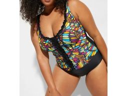 B.P.C kostium kąpielowy czarny z kolorowym wzorem r.42