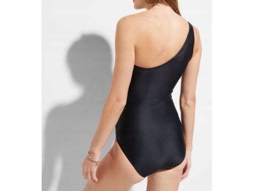 B.P.C kostium kąpielowy asymetryczny czarny na jedno ramię z siateczką