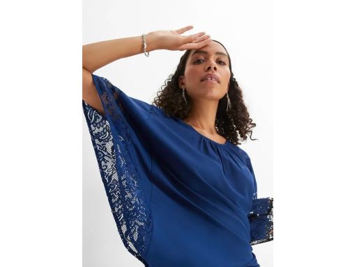 B.P.C bluzka luźna granatowa z koronką r.38