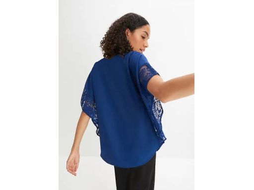 B.P.C bluzka luźna granatowa z koronką r.38