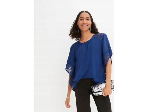 B.P.C bluzka luźna granatowa z koronką r.38