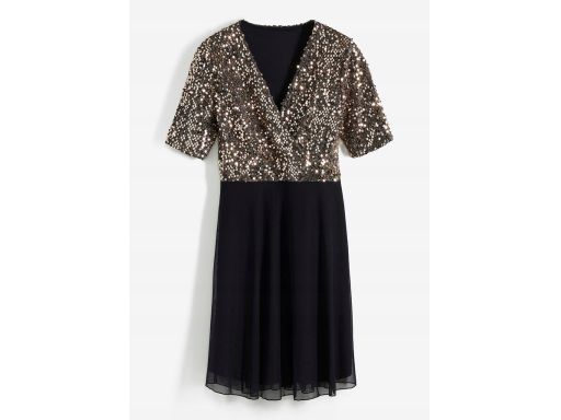 B.P.C sukienka czarna wieczorowa ze złotymi cekinami 36/38.