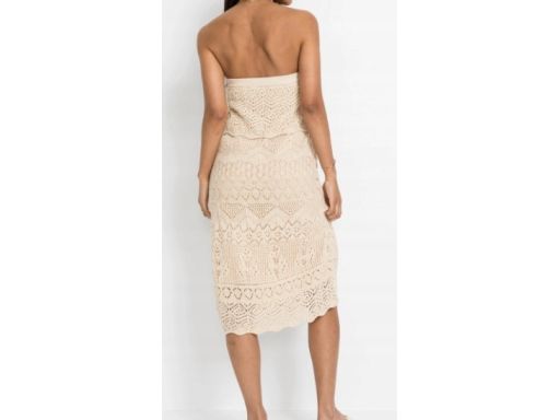 B.P.C sukienka dzianinowa z ażurowym z odkrytymi ramionami ^32/34