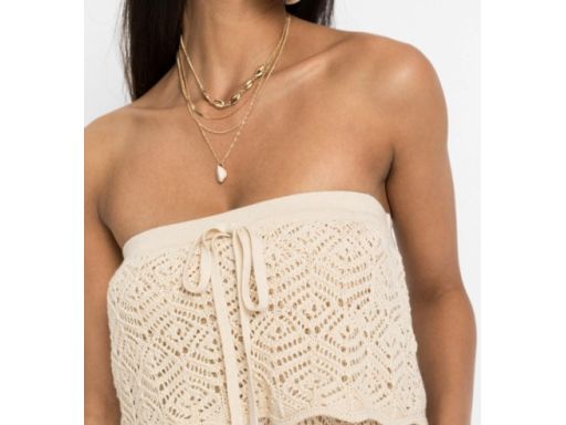 B.P.C sukienka dzianinowa z ażurowym z odkrytymi ramionami ^32/34