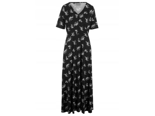 B.P.C czarna sukienka w kwiatuszki długa 40/42.