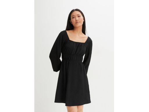 B.P.C sukienka czarna z krepy długi rękaw 44/46.