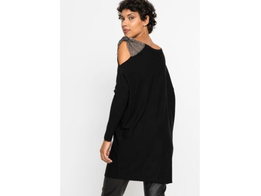 B.P.C sweter czarny, asymetryczny z cyrkoniami 40/42.