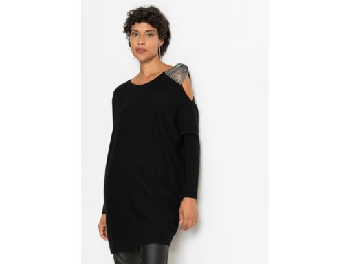 B.P.C sweter czarny, asymetryczny z cyrkoniami 40/42.