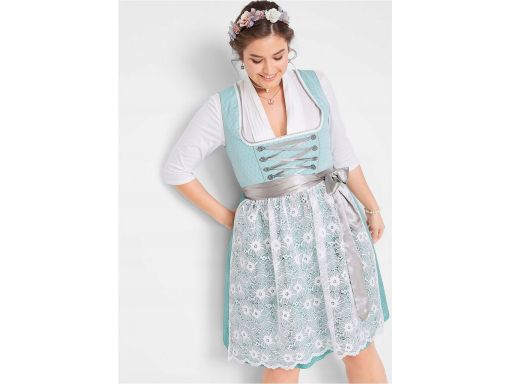 B.P.C. sukienka ludowa turkusowa z fartuszkiem ^42
