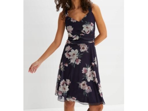 B.P.C sukienka z siateczki w kwiaty z marszczeniem r.44/46