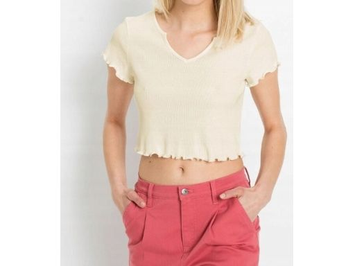 B.P.C t-shirt damski prążek ecru krótki r.44/46