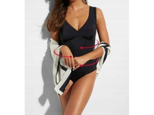B.P.C modelujący kostium kąpielowy shape czarny z paskami na plecach 4
