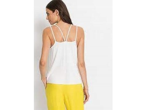 B.P.C top biały z dekoracyjnymi ramiączkami ^32/34