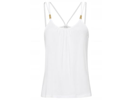 B.P.C top biały z dekoracyjnymi ramiączkami ^32/34