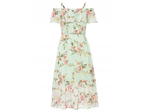 B.P.C midi szyfonowa sukienka carmen w kwiaty ^36