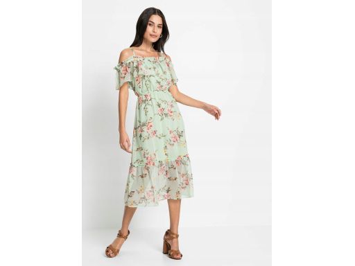 B.P.C midi szyfonowa sukienka carmen w kwiaty ^36