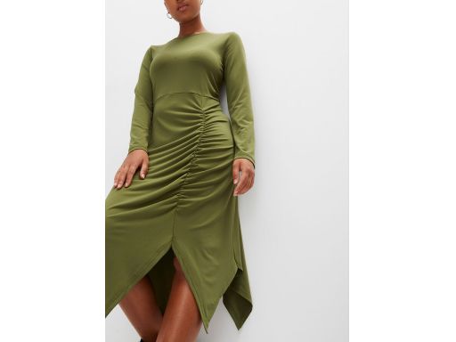 B.P.C Zielona sukienka asymetryczna z marszczeniem ^44/46