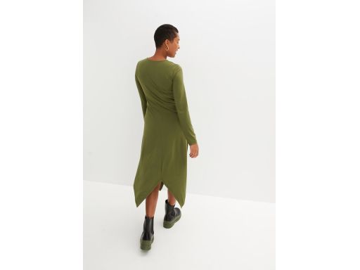 B.P.C Zielona sukienka asymetryczna z marszczeniem ^44/46