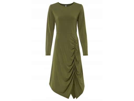 B.P.C Zielona sukienka asymetryczna z marszczeniem ^44/46