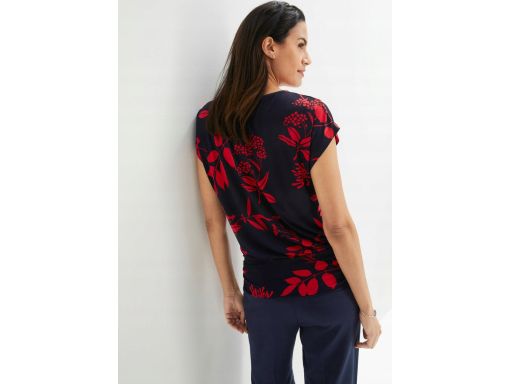 B.P.C czarna bluzka z czerwonym nadrukiem kwiatowym 40/42.
