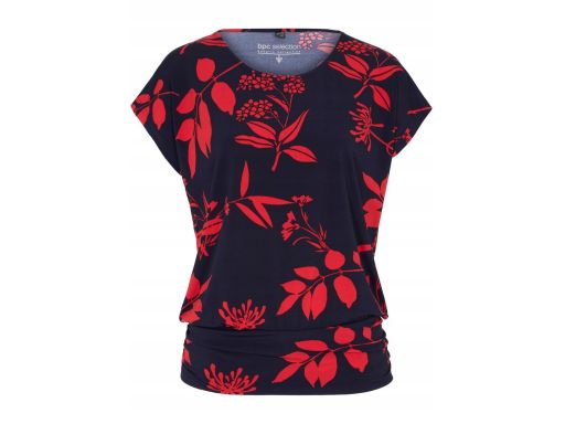 B.P.C czarna bluzka z czerwonym nadrukiem kwiatowym 40/42.
