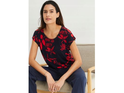 B.P.C czarna bluzka z czerwonym nadrukiem kwiatowym 40/42.