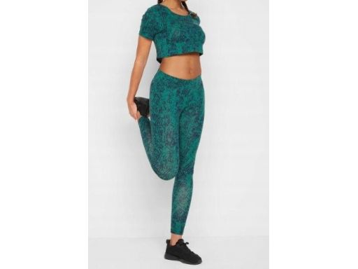 B.P.C krótka bluzka zielona w czarne wzory ^48/50