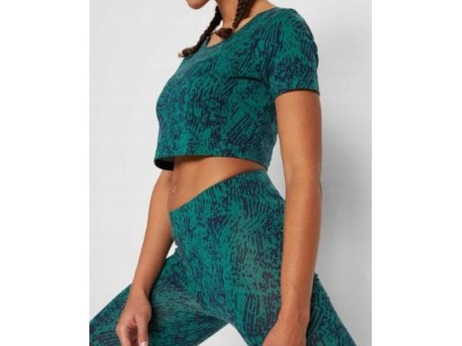 B.P.C krótka bluzka zielona w czarne wzory ^48/50