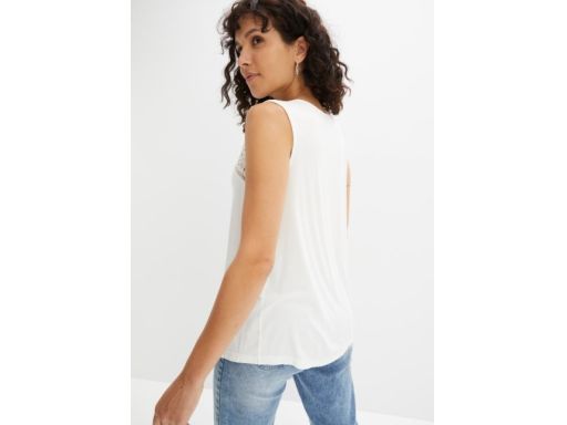 B.P.C top śmietanka z koronką asymetryczny 36/38.