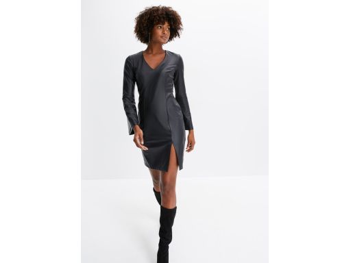 B.P.C czarna sukienka z eko skóry 36/38.