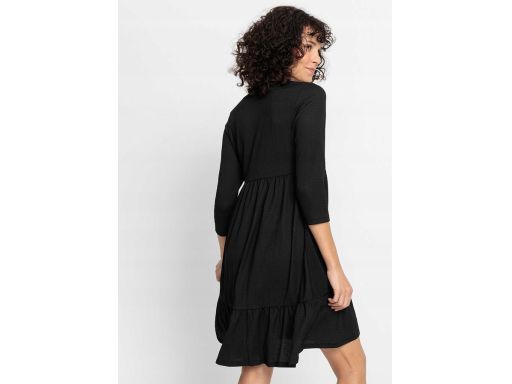 B.P.C sukienka czarna z krepy z falbaną ^32/34