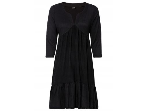 B.P.C sukienka czarna z krepy z falbaną ^32/34