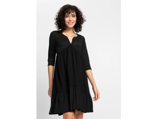 B.P.C sukienka czarna z krepy z falbaną ^32/34