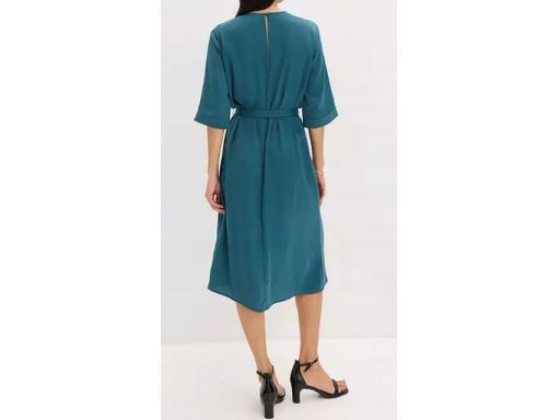 B.P.C sukienka midi turkusowa z paskiem r.50