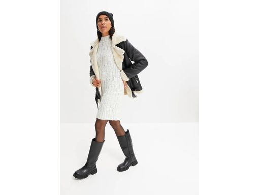 B.P.C dzianinowa sukienka prążkowana z wełną 40/42.