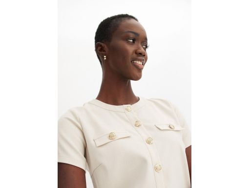 B.P.C beżowa sukienka ze złotymi guzikami 42.