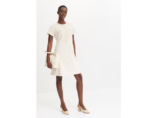 B.P.C beżowa sukienka ze złotymi guzikami 42.