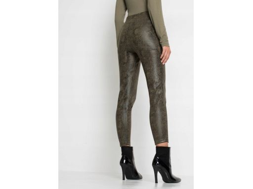B.P.C legginsy oliwkowo-czarne we wzór węża r.32/34
